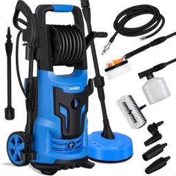 Nettoyeur Haute Pression 2200 watts 165 bar 450 l/h , avec bobine enrouleur 10m de tuyau 9.tlg. set