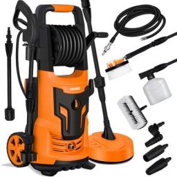 Nettoyeur Haute Pression 2200 watts 165 bar 450 l/h , avec bobine enrouleur 10m de tuyau 9.tlg. set