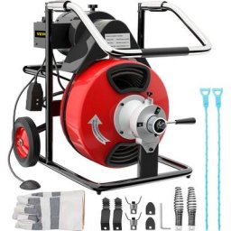 Deboucheur Electrique de Canalisation 15m x 13mm Machine de Nettoyage de Tuyaux 370W Nettoyeur de