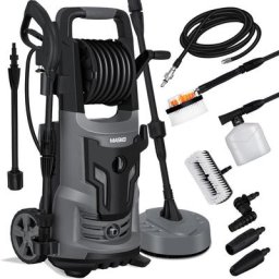 Nettoyeur Haute Pression 2200 watts 165 bar 450 l/h , avec bobine enrouleur 10m de tuyau 9.tlg. set