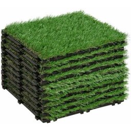 Gazon synthétique artificiel set de 10 dalles carreaux 30 x 30 cm épaisseur confort 3,5 cm à