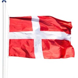 Tectake - Mât avec drapeau réglable en hauteur - mât, porte drapeau, support drapeau - Danemark