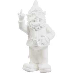 Stoobz - Nain de jardin en résine Fck 7 x 8 x 20 cm - Blanc