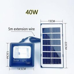 Lampe Solaire Exterieure 40W 100LED Projecteur led solaire impermeable avec telecommande, cordon de