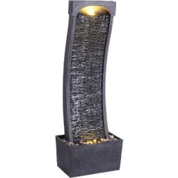 Fontaine de jardin cascade extérieur chute d'eau avec pompe led effet ardoise gris/noir Teamson