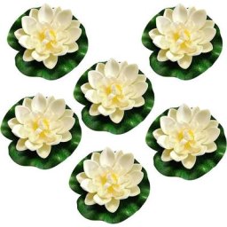 Lot de 6 fleurs flottantes, nénuphar fleur de lotus, nénuphars artificiels, décor de fleur de