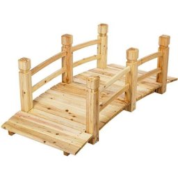 Pont en bois avec balustrade 150 x 65 x 53 cm, huilé, charge maximale 150 kg, choix de couleurs,