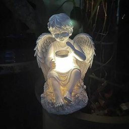 Ange Fe Statuette Avec La Lumire Solaire,Jardin Rsine Ange Figurines Ornament Dcoration
