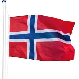 Tectake - Mât avec drapeau réglable en hauteur - mât, porte drapeau, support drapeau - Norvège