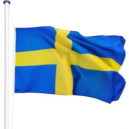 Tectake - Mât avec drapeau réglable en hauteur - mât, porte drapeau, support drapeau - Suède