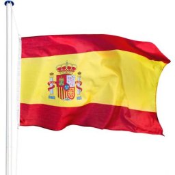 Tectake - Mât avec drapeau réglable en hauteur - mât, porte drapeau, support drapeau - Espagne