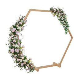 Arche de Mariage en Bois - Arc Hexagonal de Fleur 245x210cm Arc de Ballons Anniversaire Photo