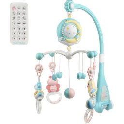 Mobiles pour Lit de Bébé Clochette Jouet Musical avec Hochet Suspendu Projecteur Veilleuse Boîte à