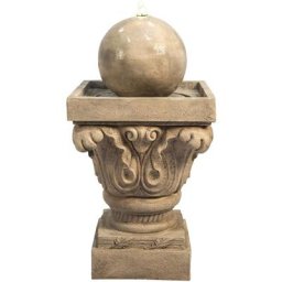 Teamson Home - Fontaine de jardin cascade extérieur chute d'eau lumière led et pompe marron clair