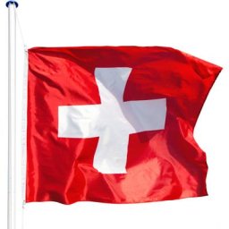 Tectake - Mât avec drapeau réglable en hauteur - mât, porte drapeau, support drapeau - Suisse