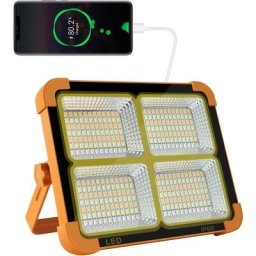 Projecteur led Rechargeable 100W 10000LM Lumière de Travail Lanterne Portable avec Panneau Solaire
