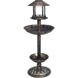 Bain décoratif pour oiseaux à led à énergie solaire Plastique Vidaxl Bronze
