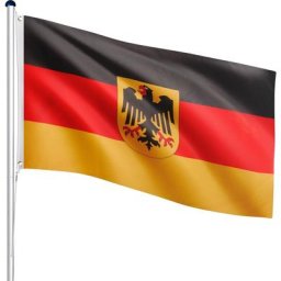 Mât de drapeau télescopique en aluminium, 6,50 m, réglable en hauteur sur 5 positions, 30 drapeaux