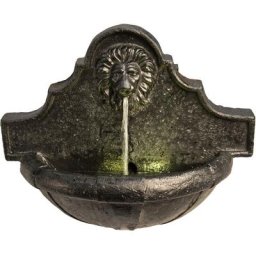 Fontaine murale à tête de lion jardin extérieur cascade éclairage led pompe charbon gris foncé