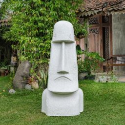 Statue de jardin moai géant de l'île de pâques en fibrociment 2m - Gris