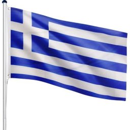 Mât de drapeau télescopique en aluminium, 6,50 m, réglable en hauteur sur 5 positions, 30 drapeaux