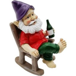 Nain de jardin amusant pour l'extérieur - Figurine naine en résine - Sculpture de chaise à bascule