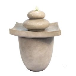 Teamson Home - Fontaine de jardin cascade extérieur chute d'eau lumière led et pompe gris clair