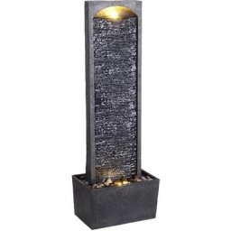 Fontaine de jardin cascade extérieur chute d'eau avec pompe led effet ardoise gris/noir Teamson