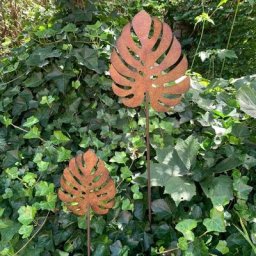 Jungle Décoration de jardin Monstera Set de 2 fiches de jardin aspect rouille noble Plaque