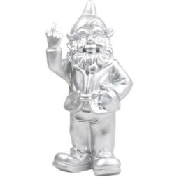 Nain de jardin en résine Fck 16 x 12 x 32 cm - Argent