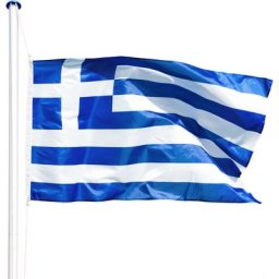 Tectake - Mât avec drapeau réglable en hauteur - mât, porte drapeau, support drapeau - Grèce