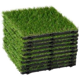 Gazon synthétique artificiel set de 10 dalles carreaux 30 x 30 cm épaisseur confort 3,5 cm à