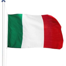Tectake - Mât avec drapeau réglable en hauteur - mât, porte drapeau, support drapeau - Italie