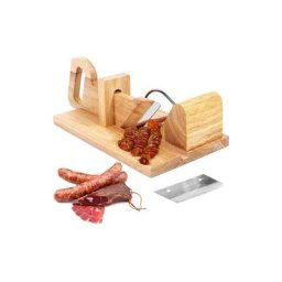 Haloyo - Guillotine à Saucisson Trancheuse à Charcuterie en Bois d'Acacia Lame en Inox