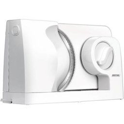 MKR-05 Trancheuse de Viande Pliant, Coupe Réglable Jusqu'à 15 mm Acier Inoxydable 150W Blanc