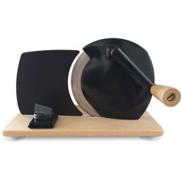 Hand-Allesschneider mit Holzplatte schwarz - Jupiter
