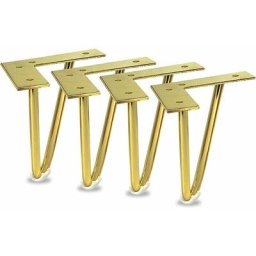 Ontway - Lot de 4 pieds de meubles en métal doré de 15,2 cm pour armoire, meuble tv, commode,