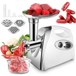 Hachoir à viande électrique Professionnelle Lexlife 2800W - 3 en 1 Avec 3 Disques Perforés - Blanc