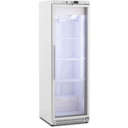 Grand Réfrigérateur Sans Congélateur Classe b Porte Double Vitrage 380L 0 - 8 °c - Argent, Blanc