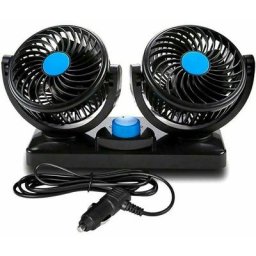 Ventilateur De Voiture 12v Doubles Têtes Rotatives Silencieux 360 Degrés Rotatif 2 Vitesses