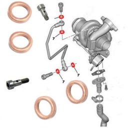 Jeu de 4 Joints et vis banjos turbo 1.4 1.6 2.0 Hdi TDCi 3M5Q9P431AA 0157.08 0376.56 0376.55