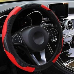 Housse de volant de voiture en cuir de fibre de carbone élastique, antidérapant, respirant, sans