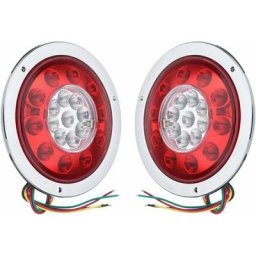 Wahaison - Lot de 2 feux arrire ronds 19 led - Ambre rouge - Pour camion, remorque, camion