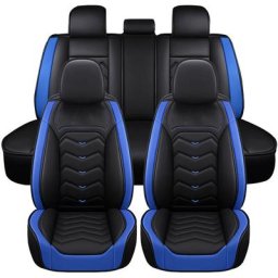 Housses de siège de voiture en cuir pu universelles Bleu 5 sieges