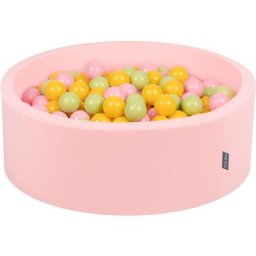 90X30cm/200 Balles ∅ 7Cm Piscine à Balles Pour Bébé Rond Fabriqué En ue, Rose:Vert Clair/Jaune/Rose