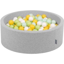 90X30cm/200 Balles Piscine à Balles Pour Bébé Rond Fabriqué En ue, Gris Clair:Blanc/Menthe/Vert