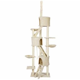 Fudajo - Arbre à chat beige avec Sisal 233-270cm Hauteur de plafond Arbre de grattage Hamacs et