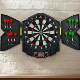 Hofuton Cible de Flechettes Electronique pour 8 Joueurs avec 4 Ecrans a led, 27 Jeux, 12