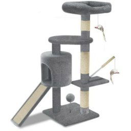 Vounot - Arbre à Chat 112cm avec Griffoir Plateforme Niche l Gris