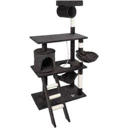Fudajo - Arbre à chat noir Sisal 141cm Arbre d'escalade Arbre de grattage Jeux Ludique Animal